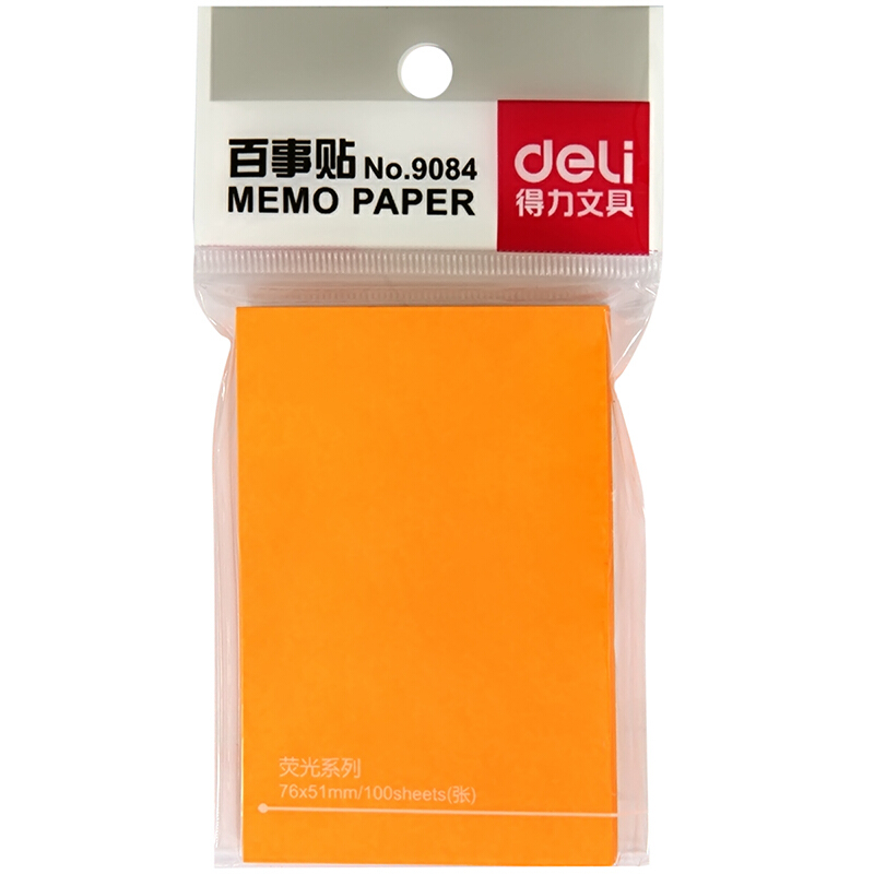 得力（deli） 9084 熒光紙百事貼/便條紙76×51mm 12本裝_http://www.nebao.cn/img/images/C201902/1551161538730.jpg
