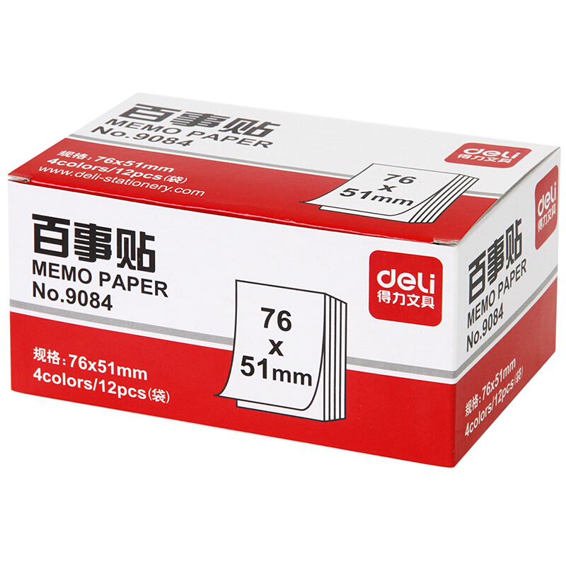 得力（deli） 9084 熒光紙百事貼/便條紙76×51mm 12本裝_http://www.nebao.cn/img/images/C201902/1551161538740.jpg