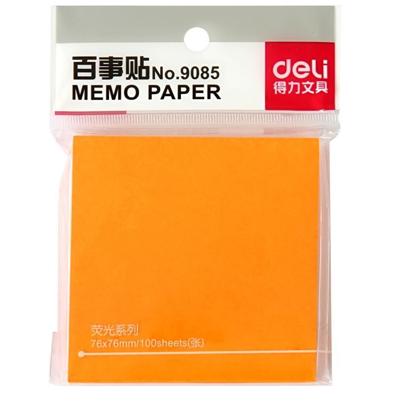 得力（deli） 9085 熒光紙百事貼/便條紙76×76mm 12本裝_http://www.nebao.cn/img/images/C201902/1551162058980.jpg
