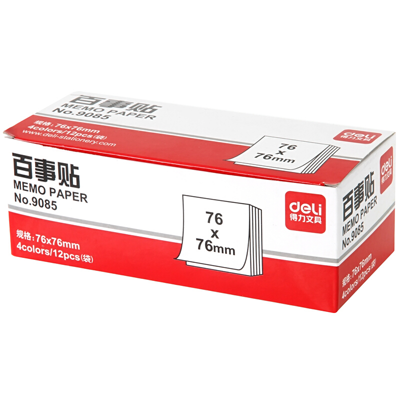 得力（deli） 9085 熒光紙百事貼/便條紙76×76mm 12本裝_http://www.nebao.cn/img/images/C201902/1551162058990.jpg