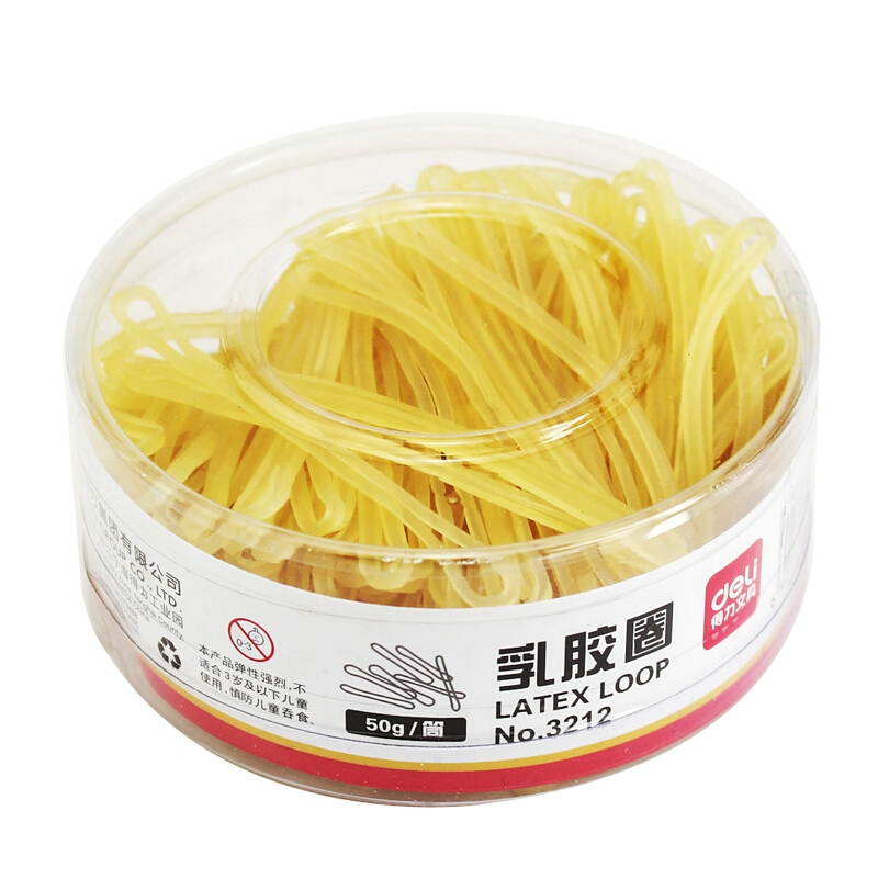 得力（deli） 3212 橡皮筋 乳膠圈 筒裝50g _http://www.nebao.cn/img/images/C201903/1551688161968.jpg