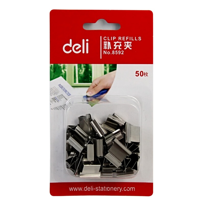 得力（deli） 8592 推夾器夾紙器 補充裝夾子 1卡裝 