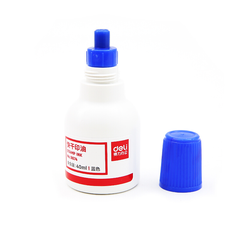 得力（deli） 9874  原子快干印油 印泥 40ml(藍色)