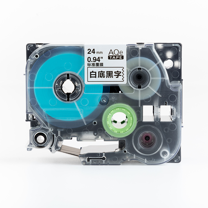 愛墨 AQe-221（9mm）不干膠標簽紙色帶 透明底黑字 _http://www.nebao.cn/img/images/C201907/1564103208427.jpg