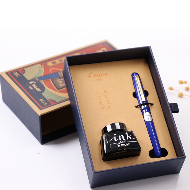 百樂(lè)（PILOT）FP-78G+鋼筆套裝   商務(wù)簽字筆練字送禮鋼筆墨水復(fù)古禮盒裝 (F尖藍(lán)色)_http://www.nebao.cn/img/images/C201910/1571125804373.jpg
