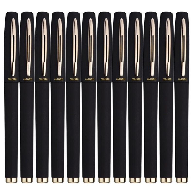 寶克（BAOKE）大容量黑色中性筆 磨砂桿簽字筆PC1848/12支裝(1.0mm)_http://www.nebao.cn/img/images/C202007/1594349297334.jpg