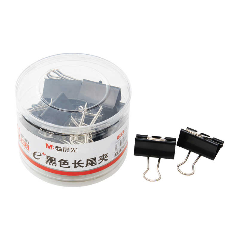 晨光（M&G） Eplus  長尾夾/長尾夾票夾 黑色(2#ABS92733/41MM 24枚/筒)_http://www.nebao.cn/img/images/C202008/1596777184420.jpg