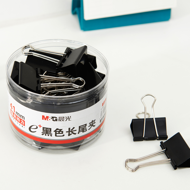 晨光（M&G） Eplus  長尾夾/長尾夾票夾 黑色(2#ABS92733/41MM 24枚/筒)_http://www.nebao.cn/img/images/C202008/1596777189949.jpg