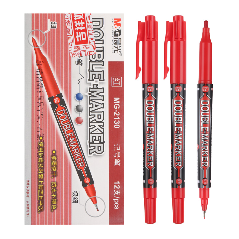 晨光（M&G） MG 2130 小雙頭油性記號筆 單支裝（紅色）_http://www.nebao.cn/img/images/C202008/1598340414393.jpg