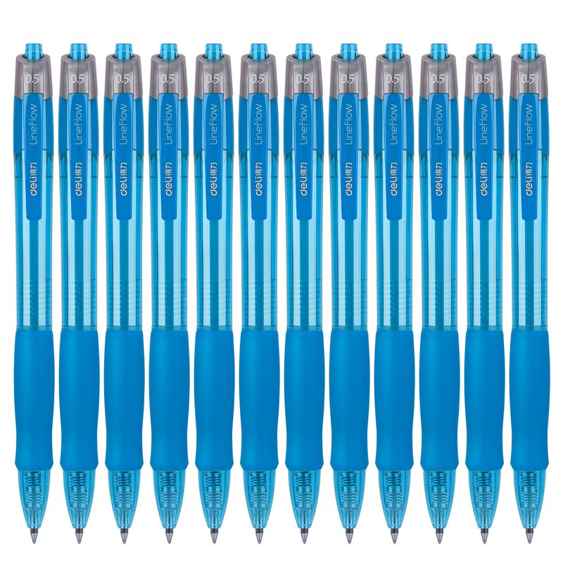得力（deli）S08 按動子彈頭中性筆 藍色簽字筆 0.5mm 12支/盒_http://www.nebao.cn/img/images/C202009/1599199204337.jpg