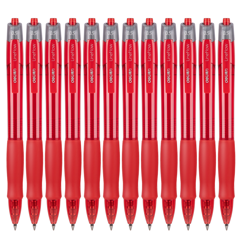得力（deli）S08 按動子彈頭中性筆 紅色簽字筆 0.5mm 12支/盒_http://www.nebao.cn/img/images/C202009/1599199349992.jpg