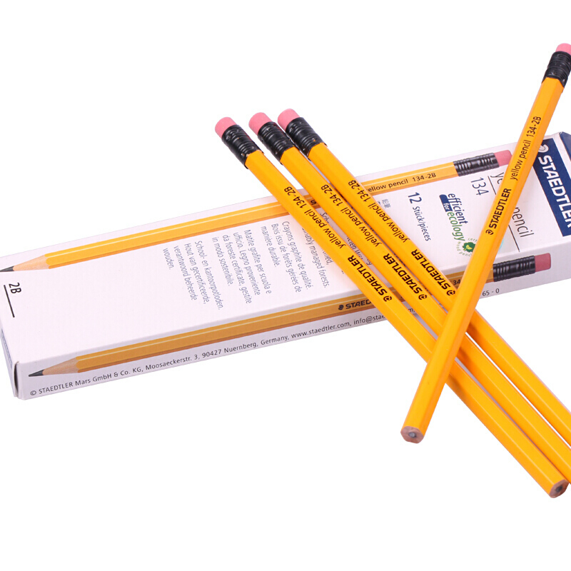 施德樓（Staedtler） 134 黃桿鉛筆 帶橡皮頭 12支裝（2B）_http://www.nebao.cn/img/sp/102/ca2f25be-46fc-4940-aa77-9fd881ac65e2.jpg