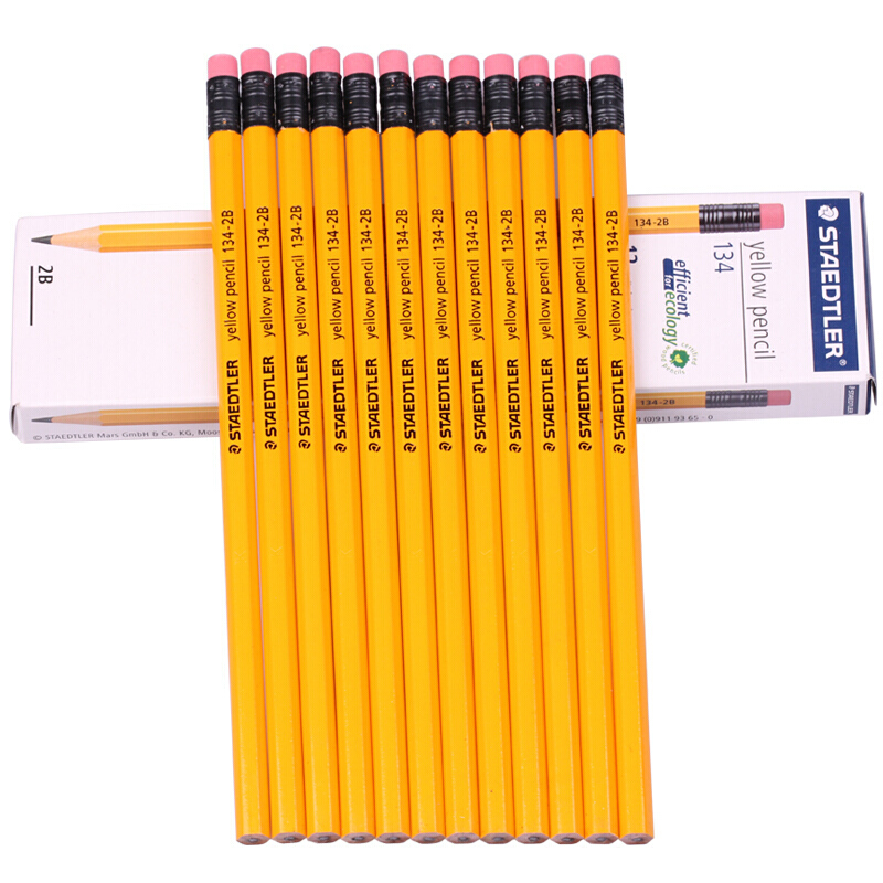 施德樓（Staedtler） 134 黃桿鉛筆 帶橡皮頭 12支裝（2B）_http://www.nebao.cn/img/sp/102/f1e0ce4a-033a-4180-b136-b3ec9cb50c6d.jpg