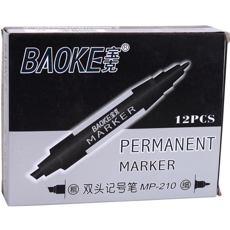 寶克（BAOKE） MP-210 油性大雙頭記號筆 12支/盒（黑色）_http://www.nebao.cn/img/sp/104/5a006ec3-abb8-450b-a649-914f6fcd2828.jpg