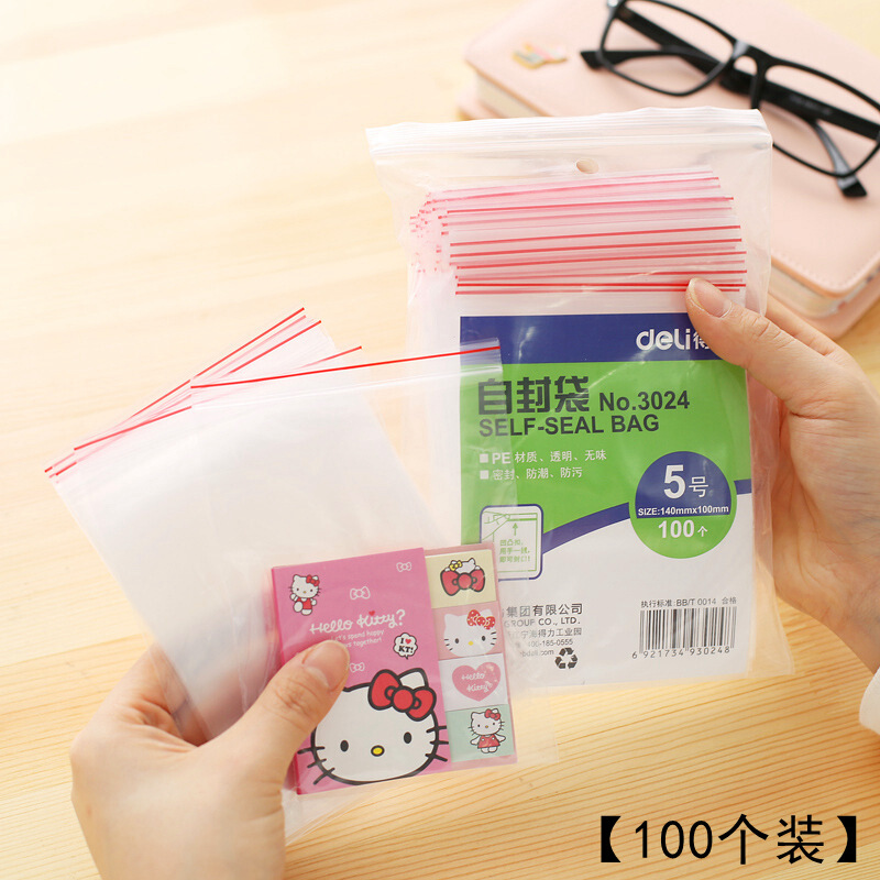 得力（deli） 3024 自封袋(透明)-5號(100個/包)150ｘ100mm0.04mm_http://www.nebao.cn/img/sp/206/b9015bc9-9a65-4275-a620-a7694d415ab5.jpg