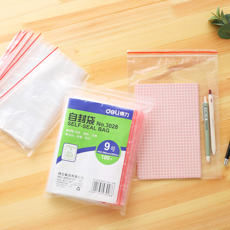 得力（deli） 3028 自封袋(透明)-9號(100個/包)280ｘ200mm0.04mm_http://www.nebao.cn/img/sp/206/c6c3f7f6-77e8-478e-ba57-5e64efd60102.jpg