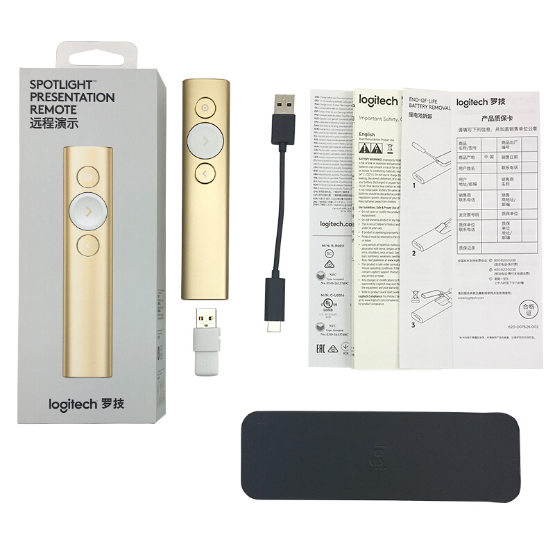 羅技（Logitech） Spotlight 無線演示器 投影筆 翻頁器 非激光筆 演示筆 演講神器 放大聚焦液晶屏可顯 (金色) _http://www.nebao.cn/img/sp/242/af494d6b-0772-418e-9e3f-7fd05b6feba7.jpg
