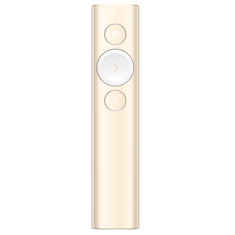 羅技（Logitech） Spotlight 無線演示器 投影筆 翻頁器 非激光筆 演示筆 演講神器 放大聚焦液晶屏可顯 (金色) 