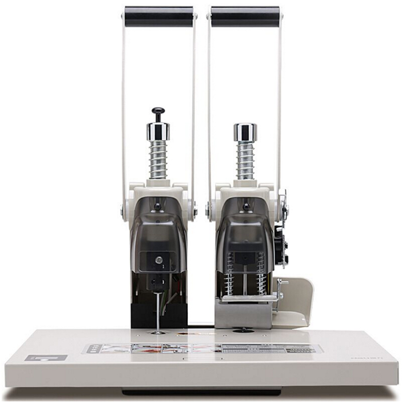 得力（deli） T502 財務憑證裝訂機智能型憑證單據打孔機 智能省力手動型（白灰）