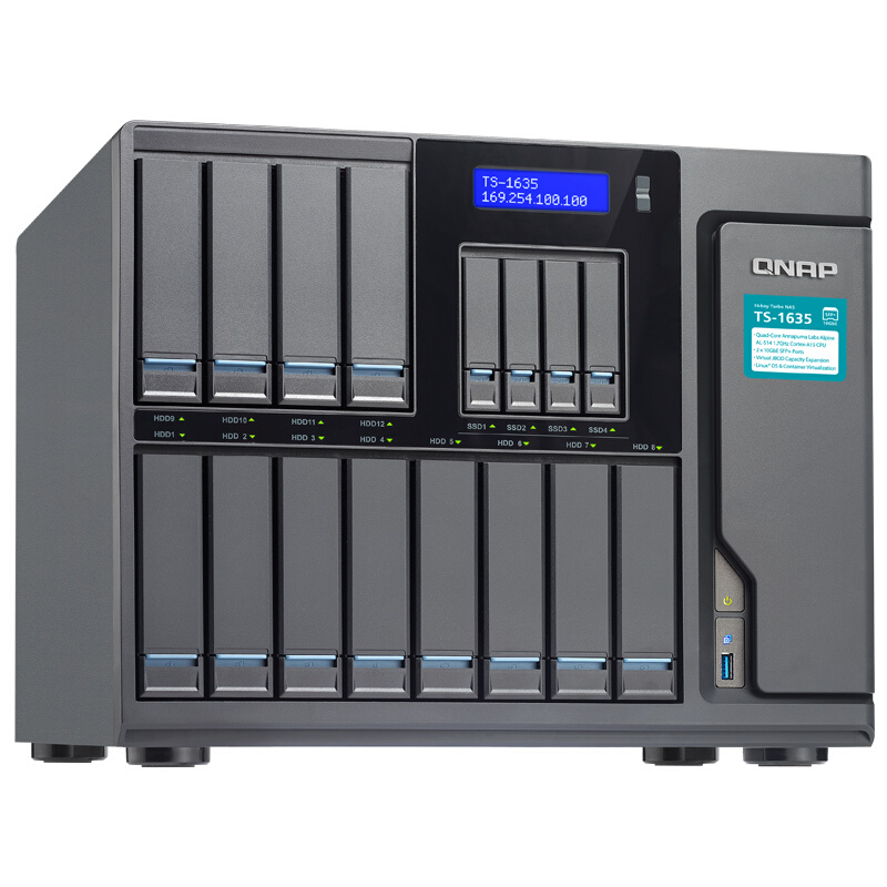 威聯(lián)通（QNAP） TS-1635-4G 十六盤位網(wǎng)絡存儲 四核處理器 內(nèi)建2個10GbE SFP+ 網(wǎng)絡端口 商用級NAS