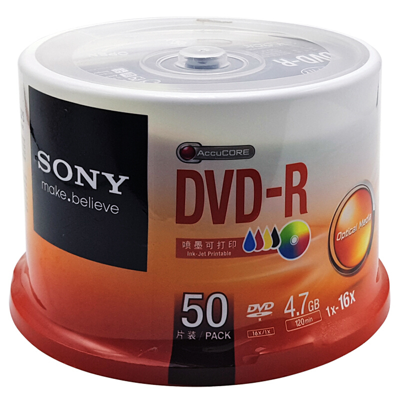 索尼（SONY） DVD-R 光盤/刻錄盤 16速4.7G（50片桶裝）