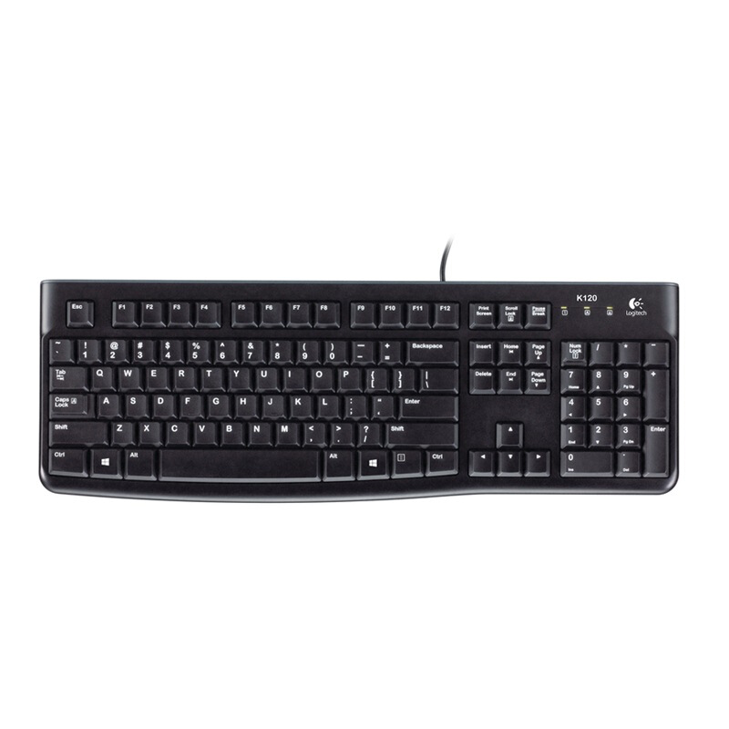 羅技（Logitech） K120 有線鍵盤（黑色） 1.5米線長
