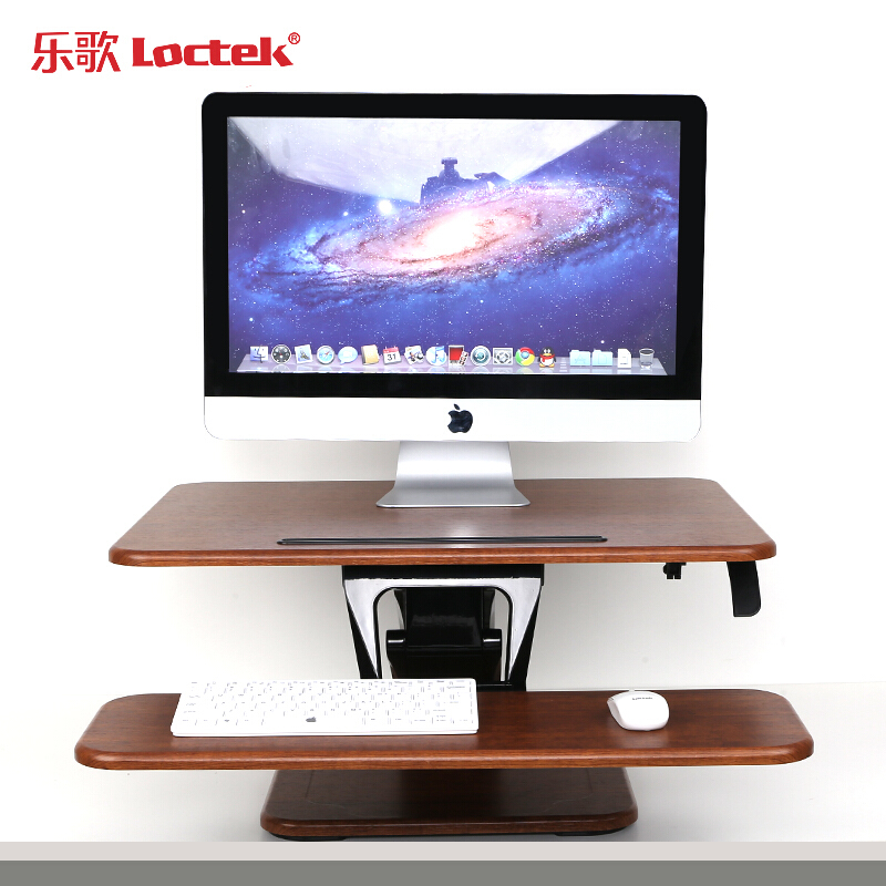樂歌（Loctek） M3M 站立式辦公升降臺/升降桌 折疊移動筆記本工作臺 (胡桃木色) 