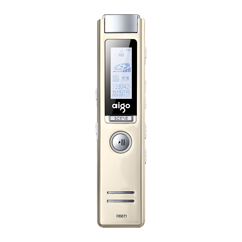 愛國者（aigo） R6611 錄音筆 專業微型 高清遠距降噪 MP3播放器 學習/會議采訪取證錄音 （香檳金8G）