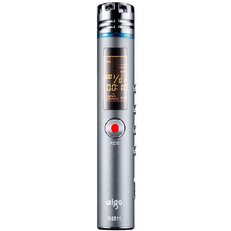 愛國者（aigo） R5511 錄音筆 專業 微型迷你 學習/會議采訪取證錄音器 高清遠距降噪 MP3播放器 灰色（8G）