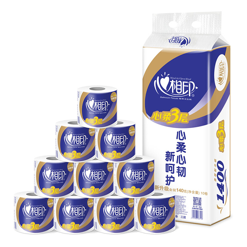 心相?。∕ind Act Upon Mind） BT910 3層空芯卷紙衛(wèi)生紙140g*10卷
