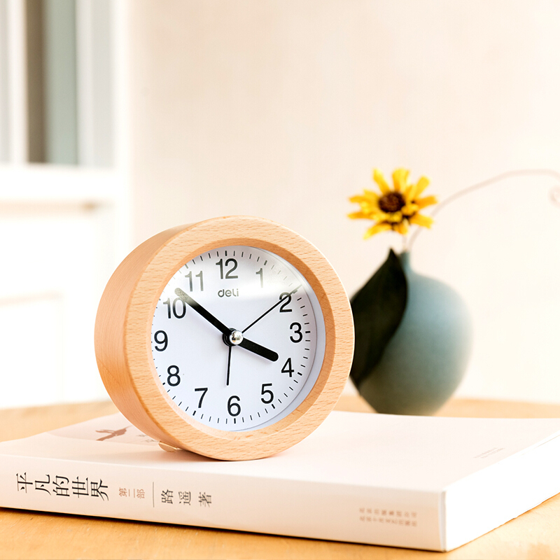 得力（deli） 8810 3.5寸靜音圓形櫸木鬧鐘貪睡鬧鐘 木紋色_http://www.nebao.cn/img/sp/419/3d183b34-060d-49f0-90d3-a5063ac8a385.jpg
