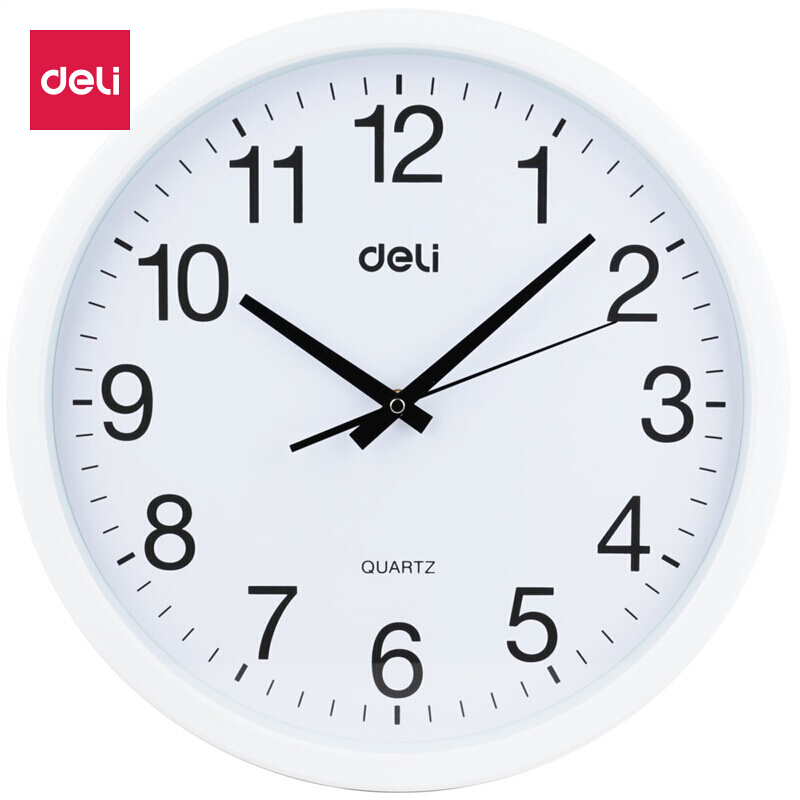 得力（deli） 9006 掛鐘 (只)37CM（14.5寸） (白色) 