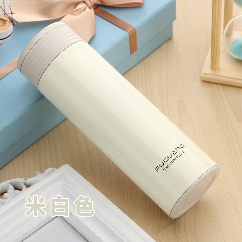 富光 FGL-3590 保溫杯 420ml 不銹鋼車載辦公泡茶水杯 （米白）
