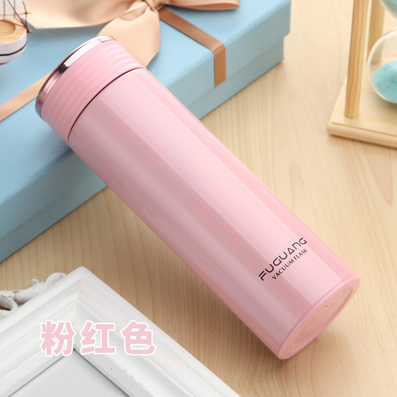富光 FGL-3590 保溫杯 420ml 不銹鋼車載辦公泡茶水杯 （粉紅）