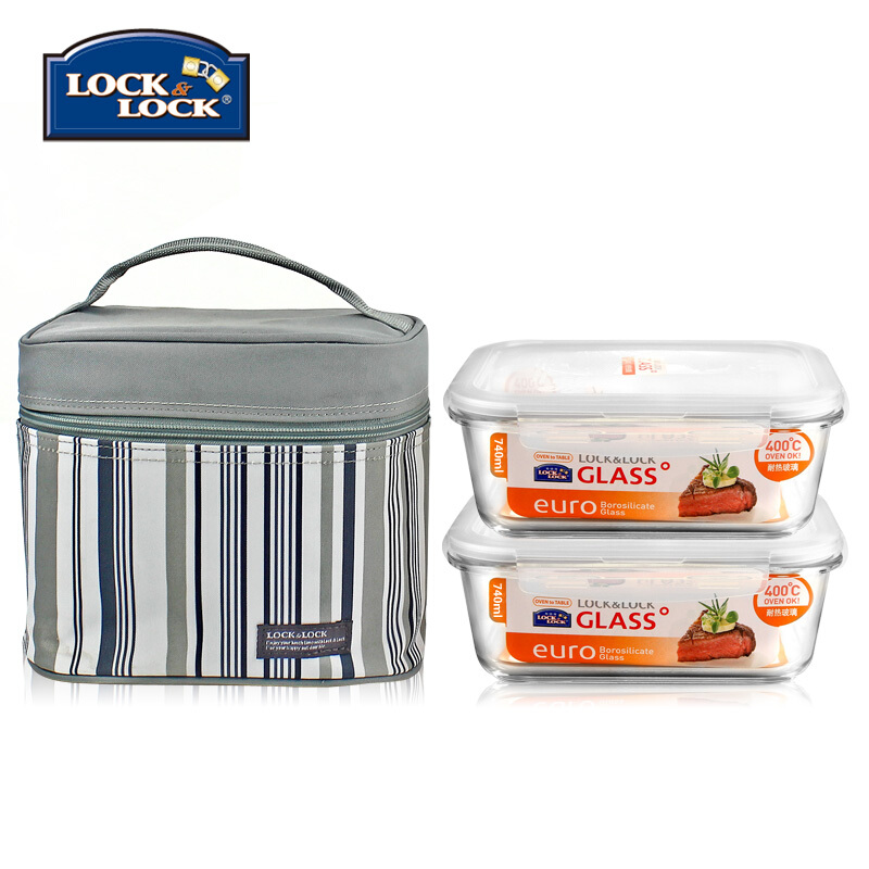 樂扣樂扣（locklock） LLG429S901 耐熱玻璃便當組合兩件套740ml*2個
