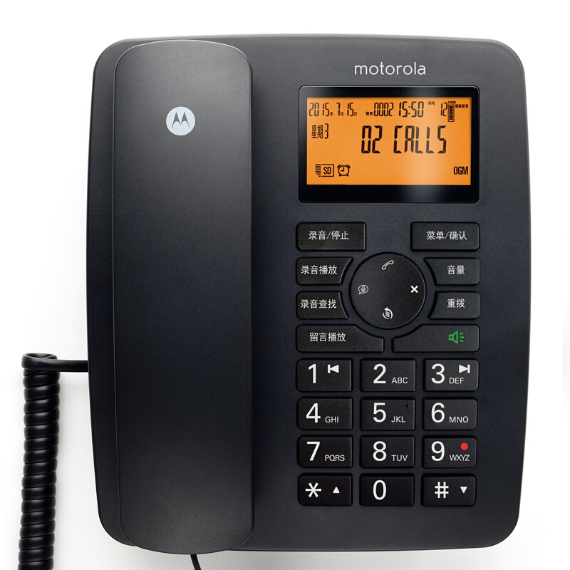 摩托羅拉（Motorola） CT111C 智能自動/手動插卡錄音電話機座機商務(wù)客服電話呼叫中心家用辦公固定座機 （黑色）_http://www.nebao.cn/img/sp/766/4a792ab5-a50c-4ebe-866b-15321f594fe7.jpg
