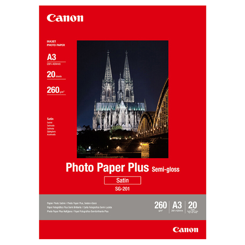 佳能（Canon） SG-201 亞高光澤照片紙 (A3/20張) 