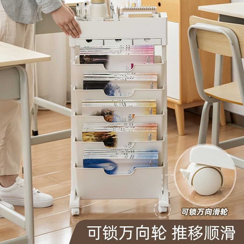 時代良品（SDLP）掛袋書立架 白色-三抽屜帶輪款 SD-9158_http://www.nebao.cn/newimg/C202303/1678859206157.jpg