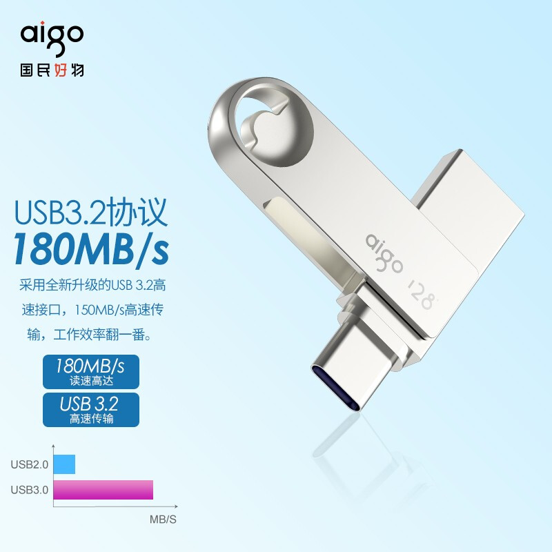 愛國者（aigo）128GB Type-C USB3.2 U盤 U322_http://www.nebao.cn/newimg/C202304/1681199966190.jpg