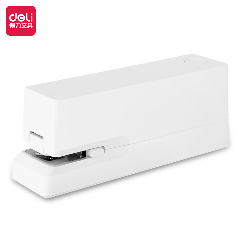 得力(deli)雙電源電動(dòng)訂書機(jī) 適配24/6或26/6訂書釘 辦公用品 白色 TA750